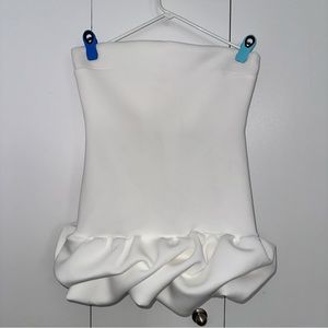 Nasty Gal White Volume Hem Bandeau Mini Bridal Party Dress US 12 Size